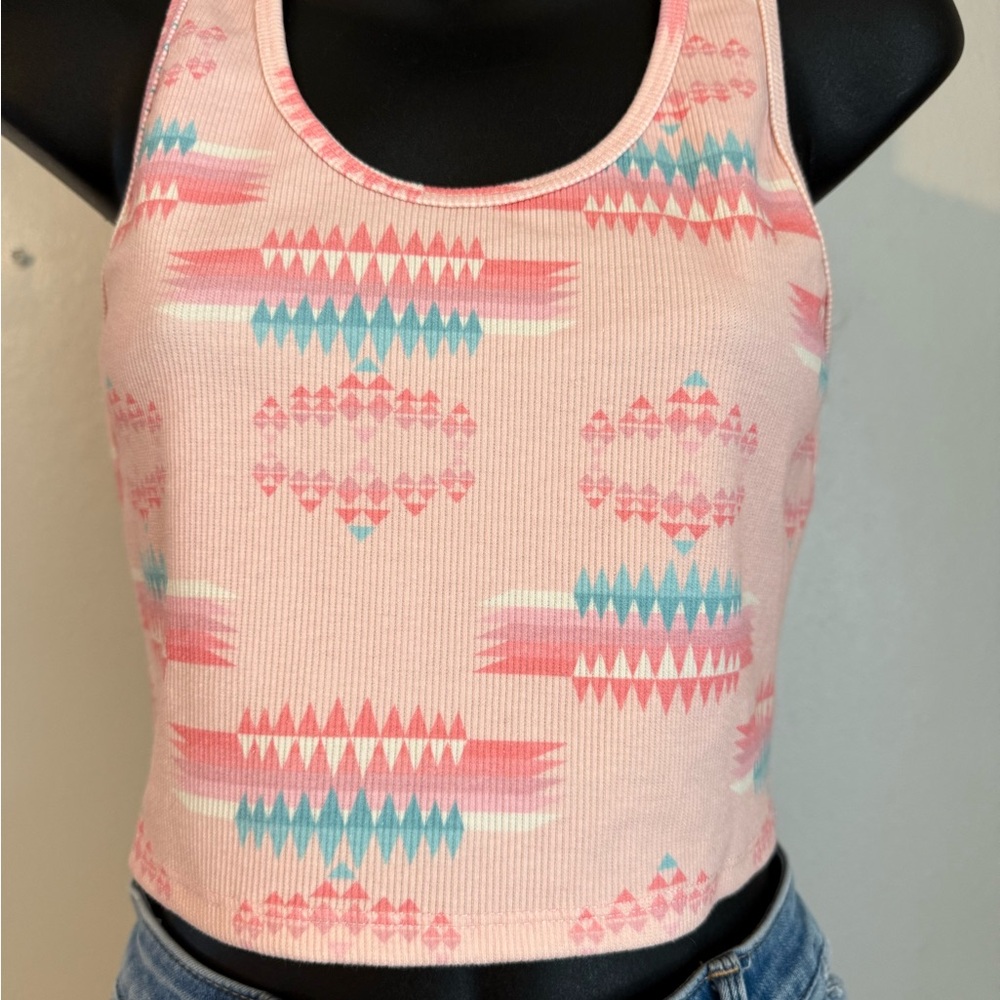 Rock & Roll Cowgirl Pink Sleeveless Crop Tank Top